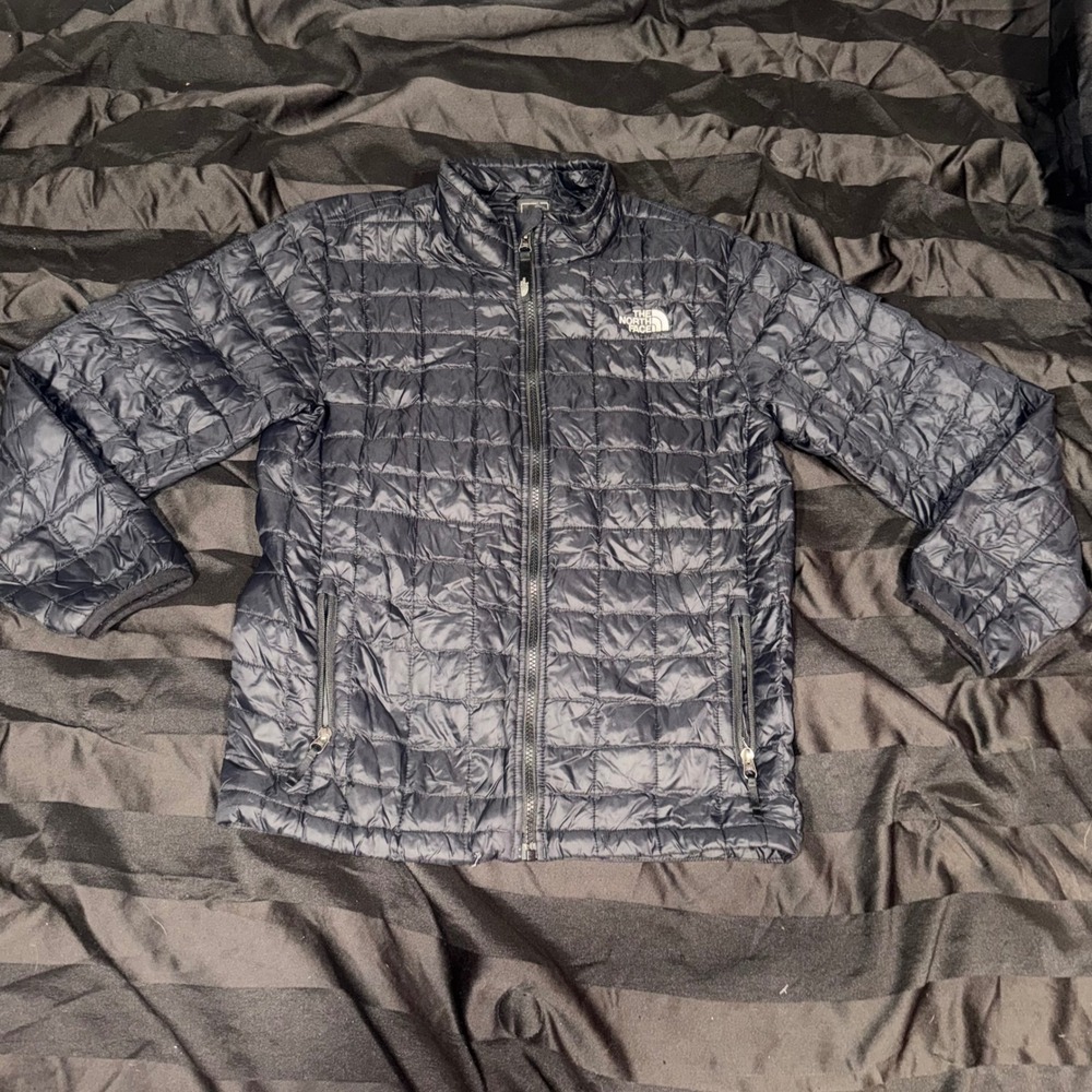 The North Face ThermoBall Jacket Girls L 14/16 Navy Blue Full Zip Puffer